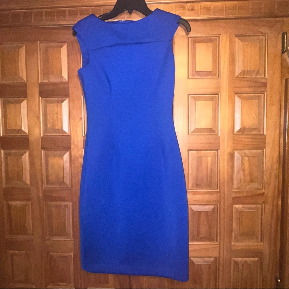 Calvin Klein Blue Sleeveless Sheath Midi Dress Size 2 Excellent Condition!